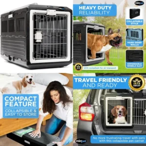 Collapsible Pet Carrier Crate For Medium Cats And Dogs.