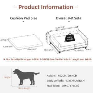 Extra Large Microfiber Elevated Dog Bed Sofa.